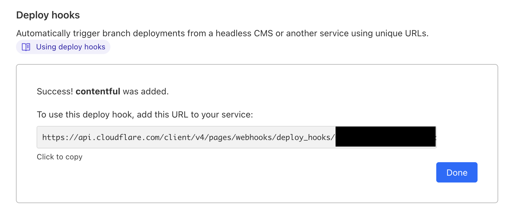 Cloudflare deploy hook設定画面