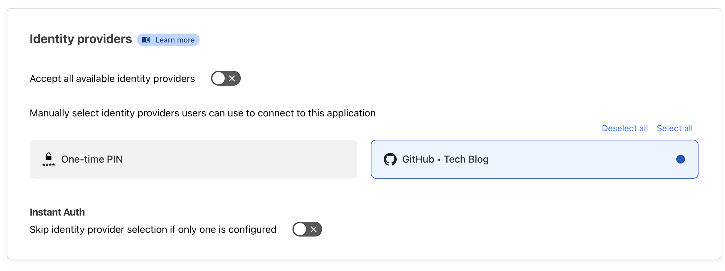 Identity providers設定